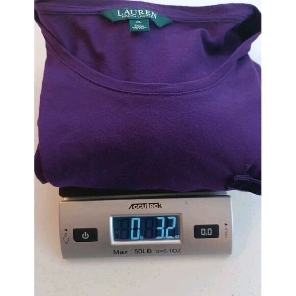 Ralph Lauren Pullover Knit Top Womens XL Purple Shortsleeve Scoop Neck - Picture 9 of 9